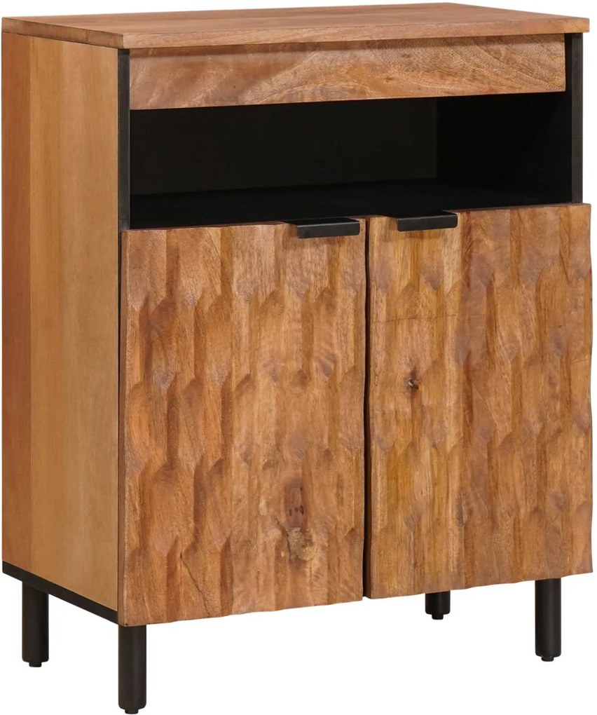 vidaXL Széf tárolóval Akácbarna felület 60 x 33 x 75 cm Tömör Mangófát
