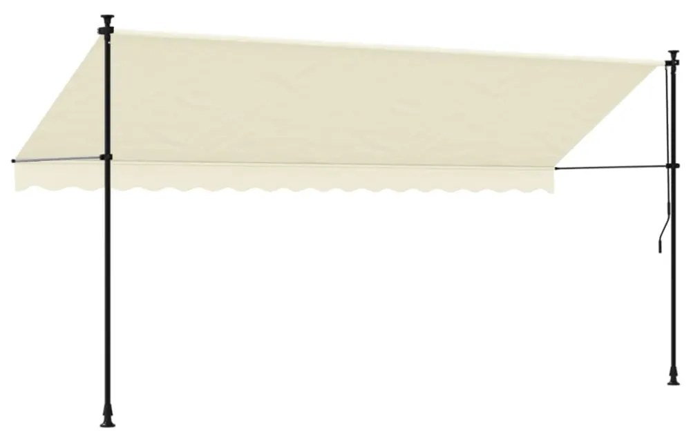 krémszínű szövet és acél feltekerhető napellenző 400 x 150 cm