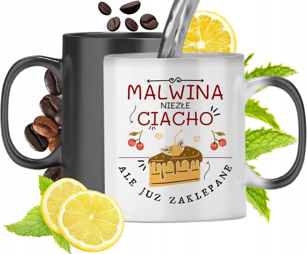 Mágikus Bögre Malvina Fekete Matt Nyomtatott Fotóval 330ml