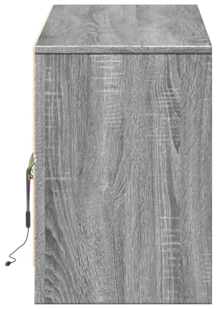 szürke sonoma színű szerelt fa LED-es TV-szekrény 140x34x50 cm