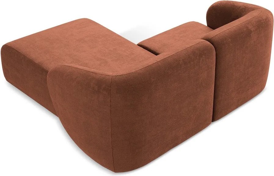 Terrakotta színű zsenília sarokkanapé (jobb oldali-heverő résszel) Lani – Makamii