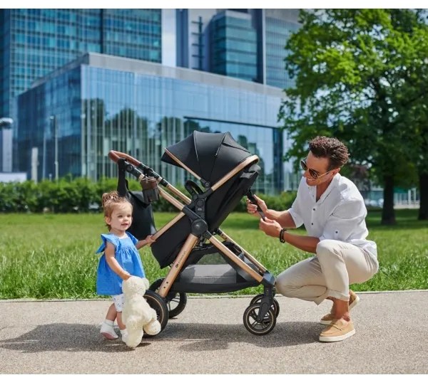 KINDERKRAFT - Kombinált babakocsi 3in1 ESME Pure fekete + autósülés MINK PRO