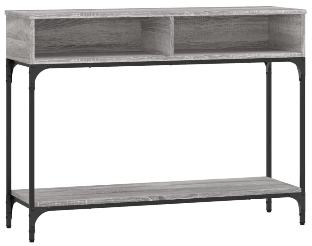 szürke sonoma színű szerelt fa konzolasztal 100 x 30,5 x 75 cm