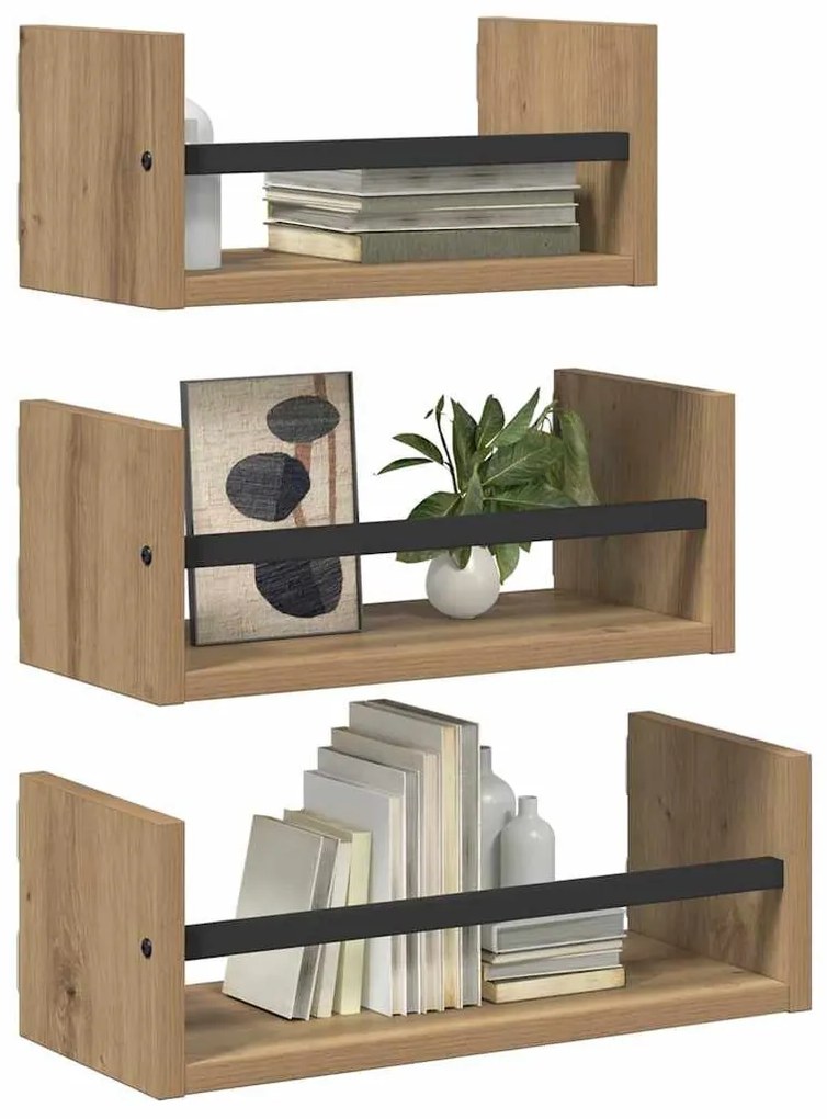 vidaXL Fali polc készlet 3 pcs Artisan tölgy 40x16x14cm Faanyag