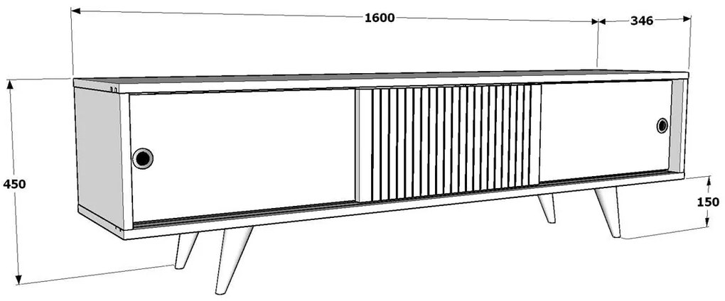 TV szekrény Ecrin - White, Walnut