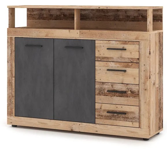 Komód 2 ajtóval és 4 fiókkal Old Style Light / Matera színkombinációban – LUNA MIDI A