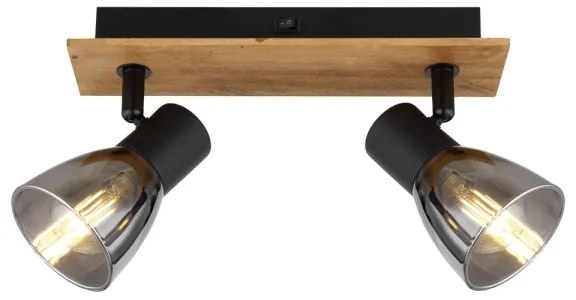 Globo 54307-2W - Fali spotlámpa CLAUDE 2xE14/40W/230V fekete/fa