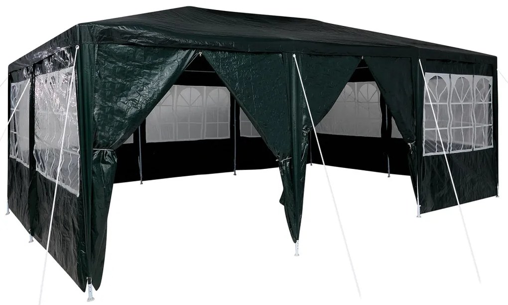 Parti sátor 10 oldalfallal Zöld 6x4 m PE