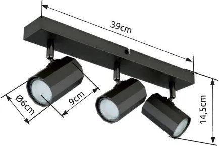 Globo 57918-3 Spotlámpa fém szürke matt, alumínium szürke matt, HxSzxM: 390x60x145mm, 3x GU10 25W 230V izzók nélkül
