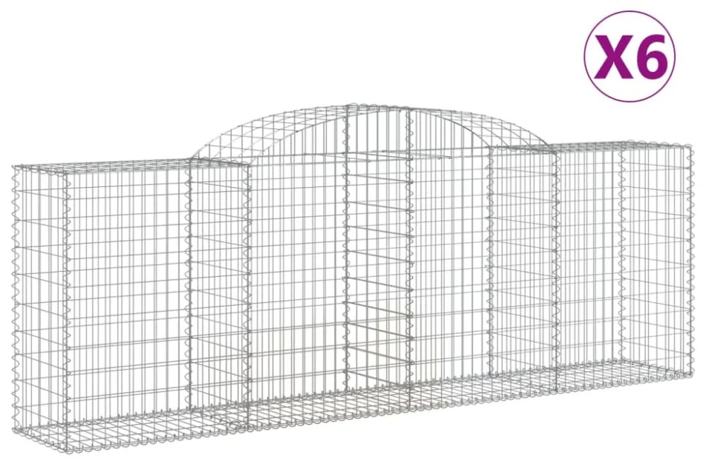6 db íves horganyzott vas gabion kosár 300 x 50 x 100/120 cm