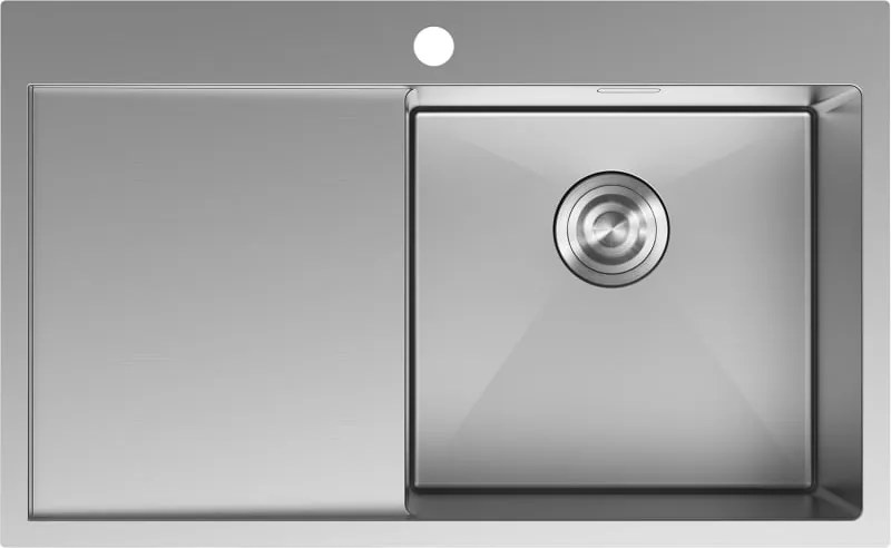 Mexen Exar rozsdamentes acél mosogató 1 medencével, csepegtetővel, jobb oldali, 780 x 480 mm, inox - 6434781010P-01