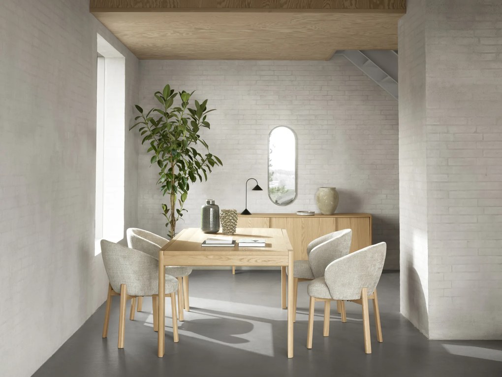 MAZZONI EXPORT DEBORA Bézs (Juto 4 szövet)/lakkozott tölgyfa váz - RETRO FA KAGYLÓSZÉK NAPPALIBA ÉTKEZŐBE IRODÁBA