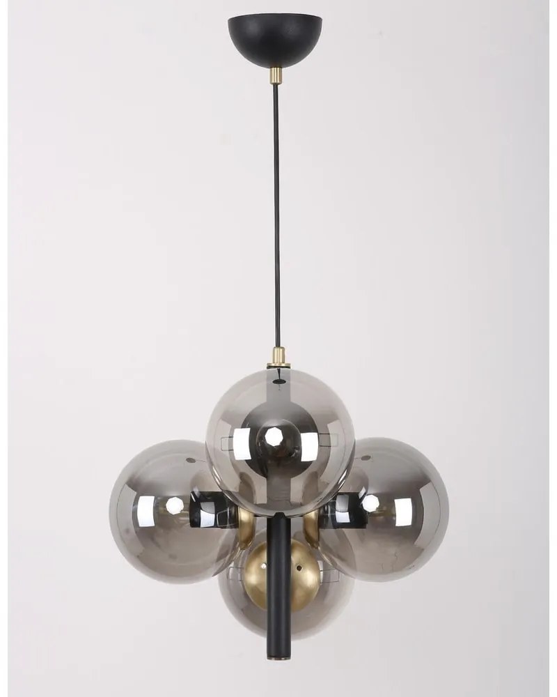 Fekete-szürke függőlámpa üveg búrával ø 15 cm Forte – Squid Lighting