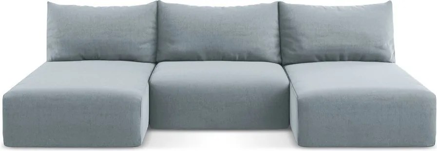 Kék bársony kinyitható-tárolóhelyes sarokkanapé (U alakú) Kalena – Makamii