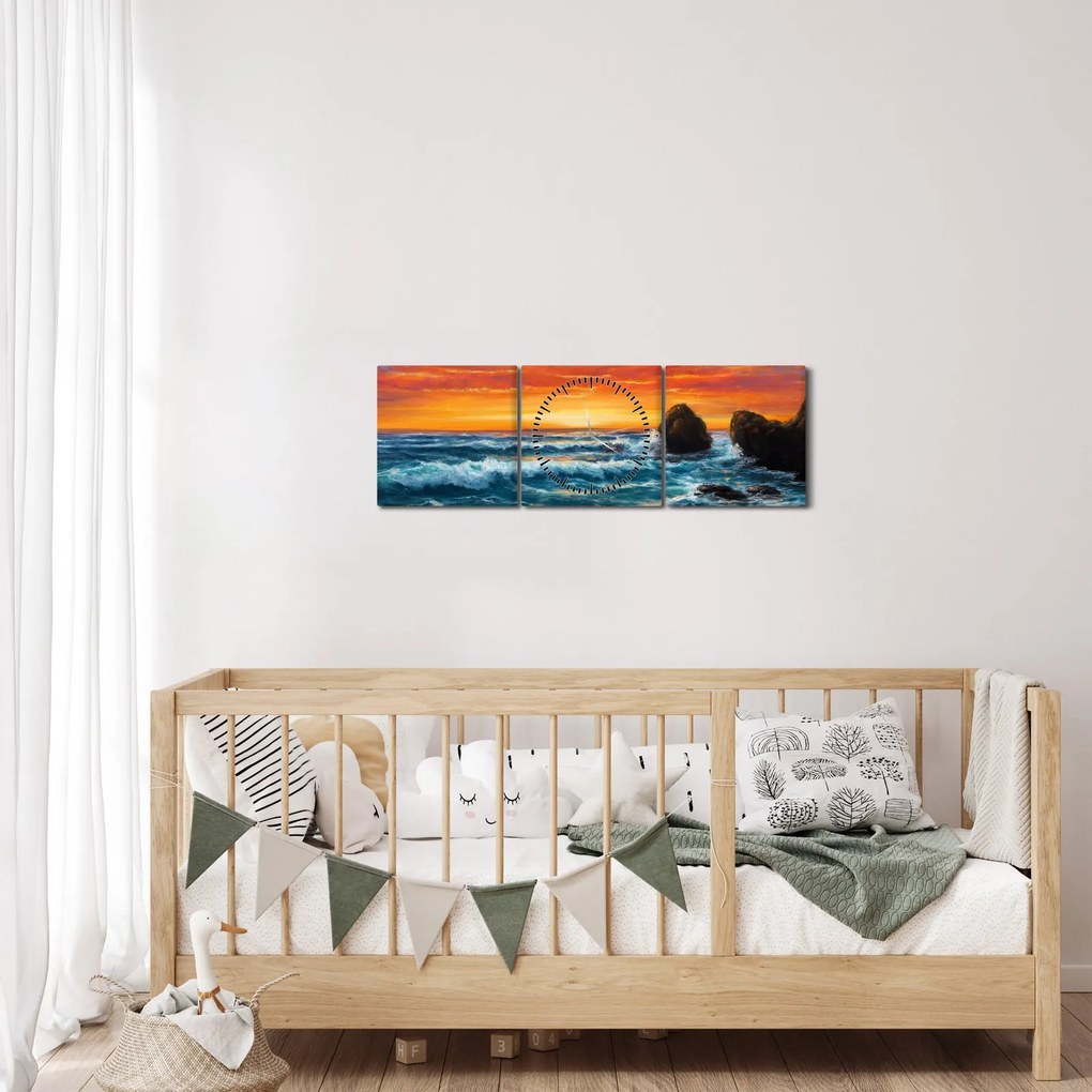 Kép - naplemente (órával) (90x30 cm)