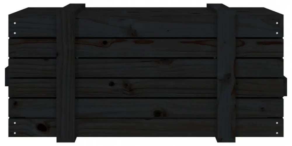 fekete tömör fenyőfa tárolóláda 91 x 40,5 x 42 cm