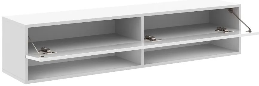 TV szekrény 140 cm fehér matt / fehér magasfény színkombinációban – DERBY