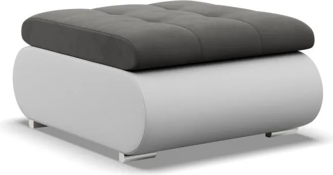 Tokio puff, bársony + műbőr, szürke - fehér