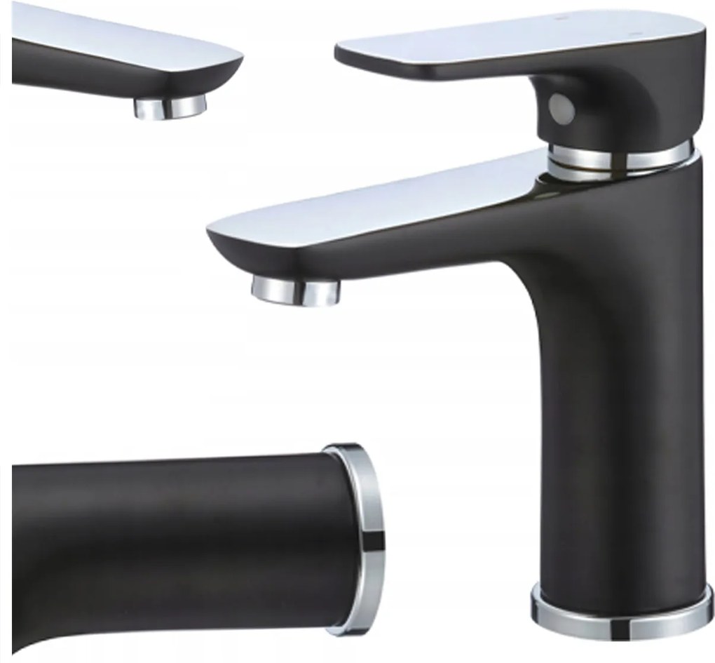 Egykaros Fürdőszobai Álló Mosdó Csaptelep Senja Fekete Króm