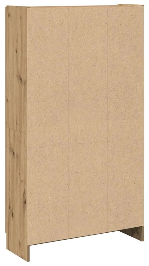 kézműves tölgy színű szerelt fa magasszekrény 82,5x30,5x150 cm
