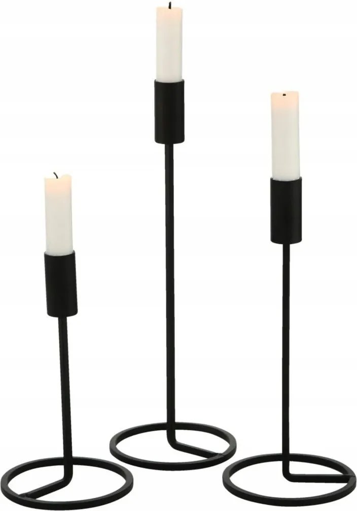 Fém Gyertyatartó klasszikus egyenes fekete x3