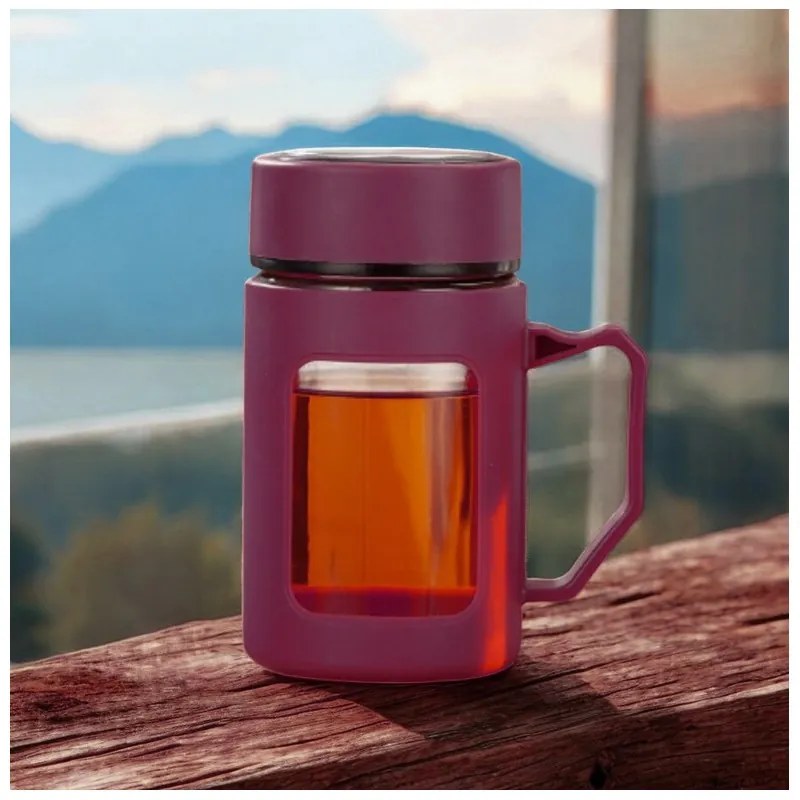 Üvegpalack füllel BREW 500 ml, piros