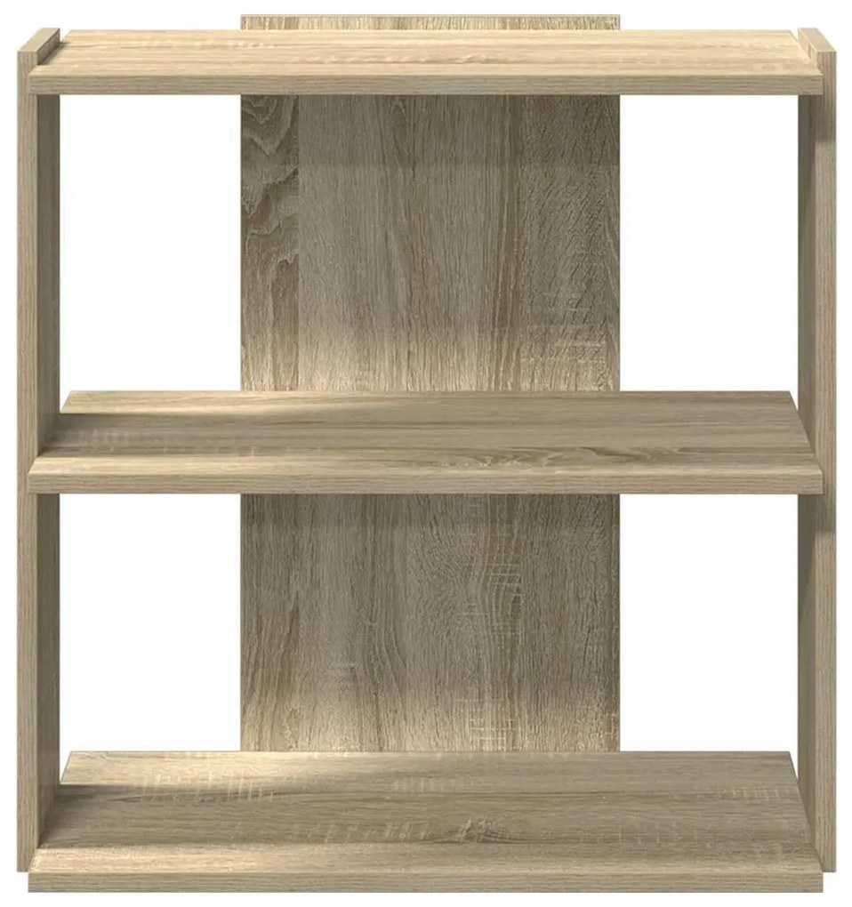 3 szintes sonoma tölgy színű szerelt fa könyvespolc 60x30x60 cm