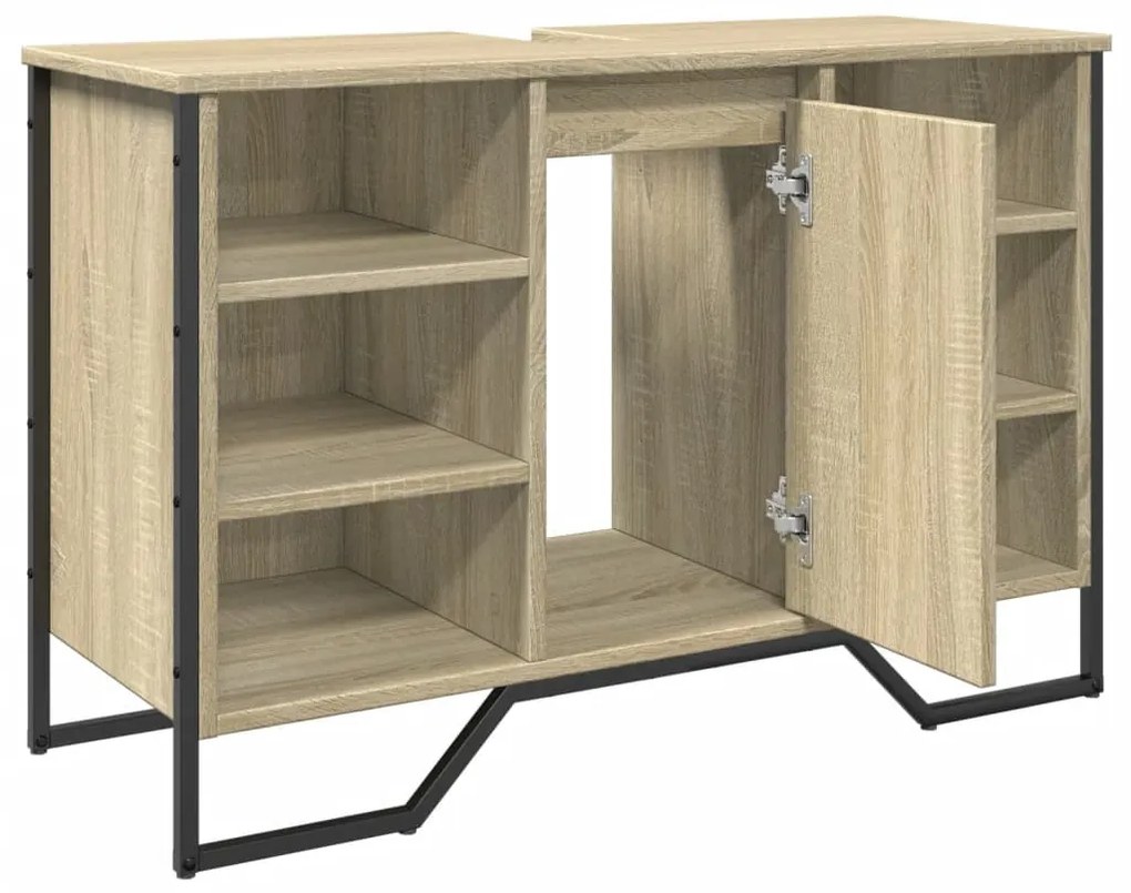 sonoma tölgy szerelt fa fürdőszobai mosdószekrény 91x35x60 cm