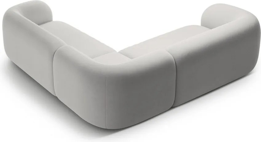 Világosszürke bársony sarokkanapé Kate – Micadoni