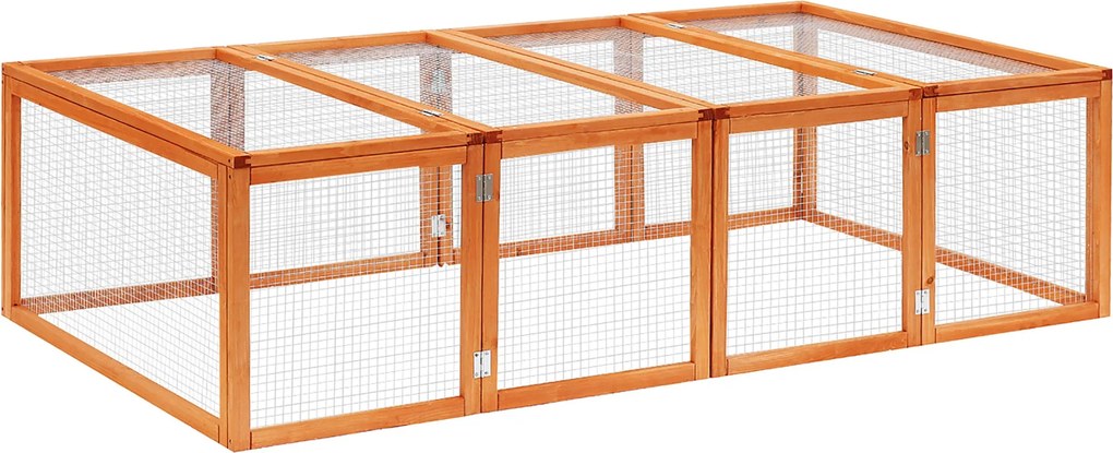 PawHut Kisebb Állatok Ketrece, Kisebb Állatkerítés, Kültéri Játéktér, Kisebb Állatok Ketrece Ajtóval, Tengerimalac Ketrec, Fából készült Állatház, Ter