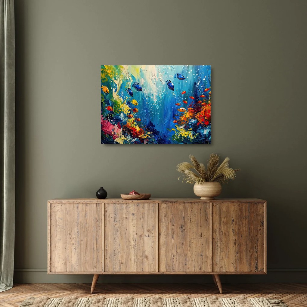 Üveg kép - A víz alatti világ festése (70x50 cm)