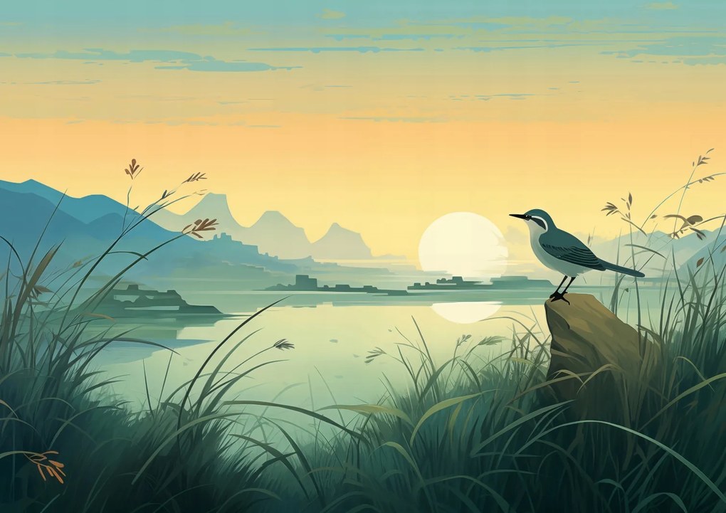 Poszter 84,1x59,4cm Alkonyat a folyóparti kegyhely felett