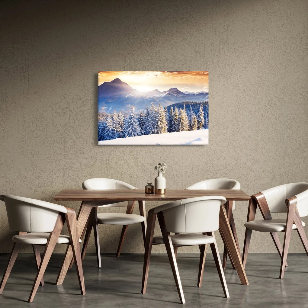 Kép - Hegyi táj télen (90x60 cm)