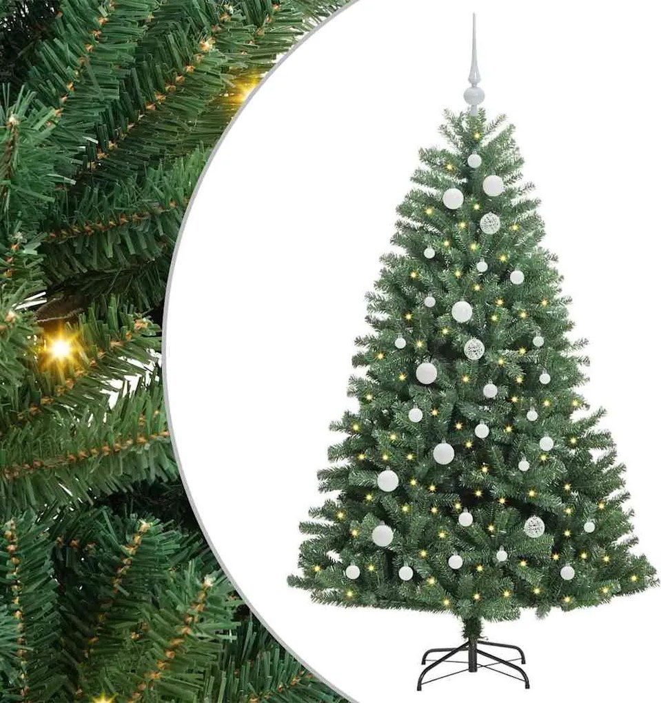 vidaXL Műanyag Hajtogatós Karácsonyfa Zöld 150 cm PVC és fém