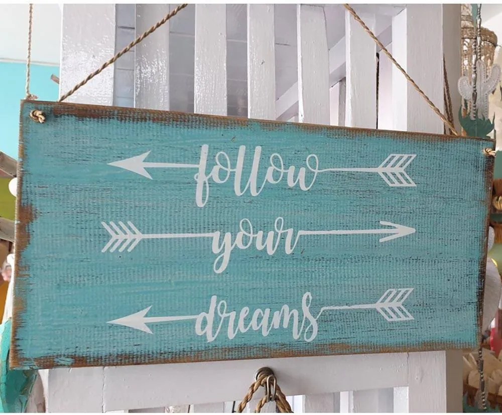 MIMPI türkiz fa tábla 40x20 cm