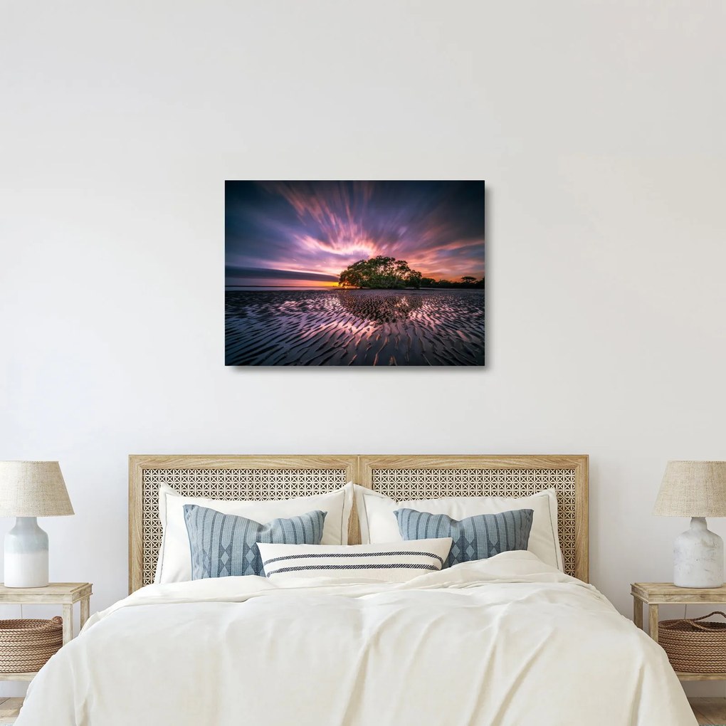 Egy fa a tengerparton képe (üvegen) (70x50 cm)