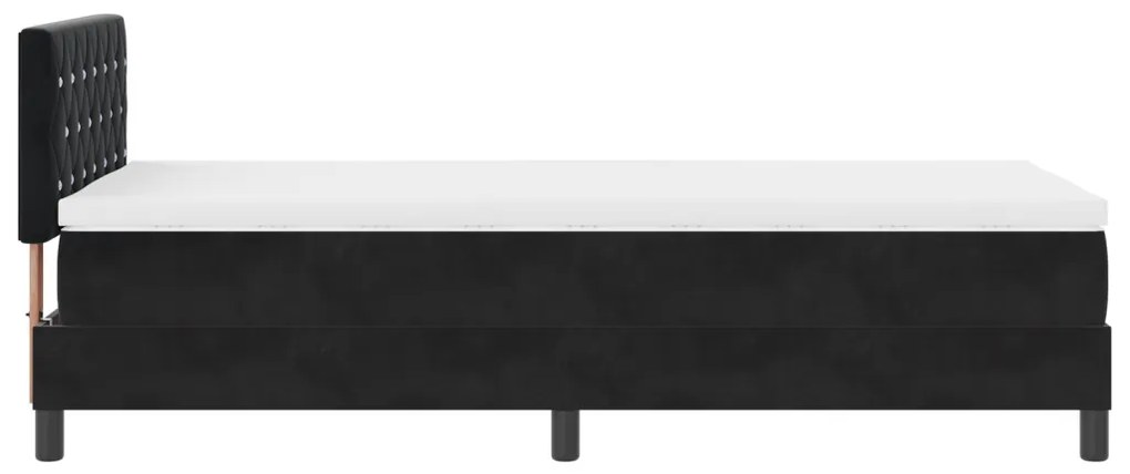 Boxspring Ágy Matrac Háló fekete 100x200 cm Bársony