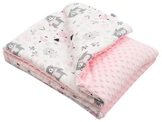 NEW BABY | New Baby Pillangók | Gyermek pléd Minky New Baby Maci rózsaszín 80x102 cm | Rózsaszín |