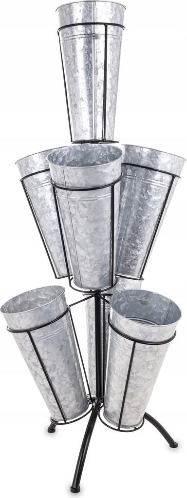 Fekete Ezüst Emeletes Fém Dekoratív Virágtartó Állvány Virágbolthoz