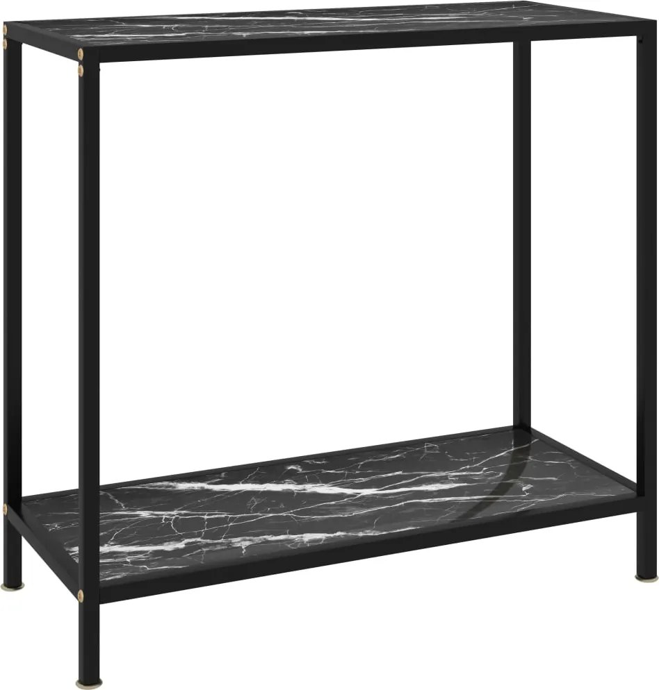 vidaXL fekete edzett üveg tálalóasztal 80 x 35 x 75 cm