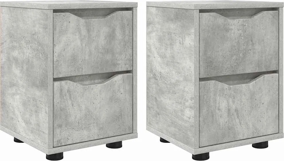 vidaXL Éjjeliszekrények 2 pcs Beton Szürke 30,5 x 30 x 43 cm Faanyag
