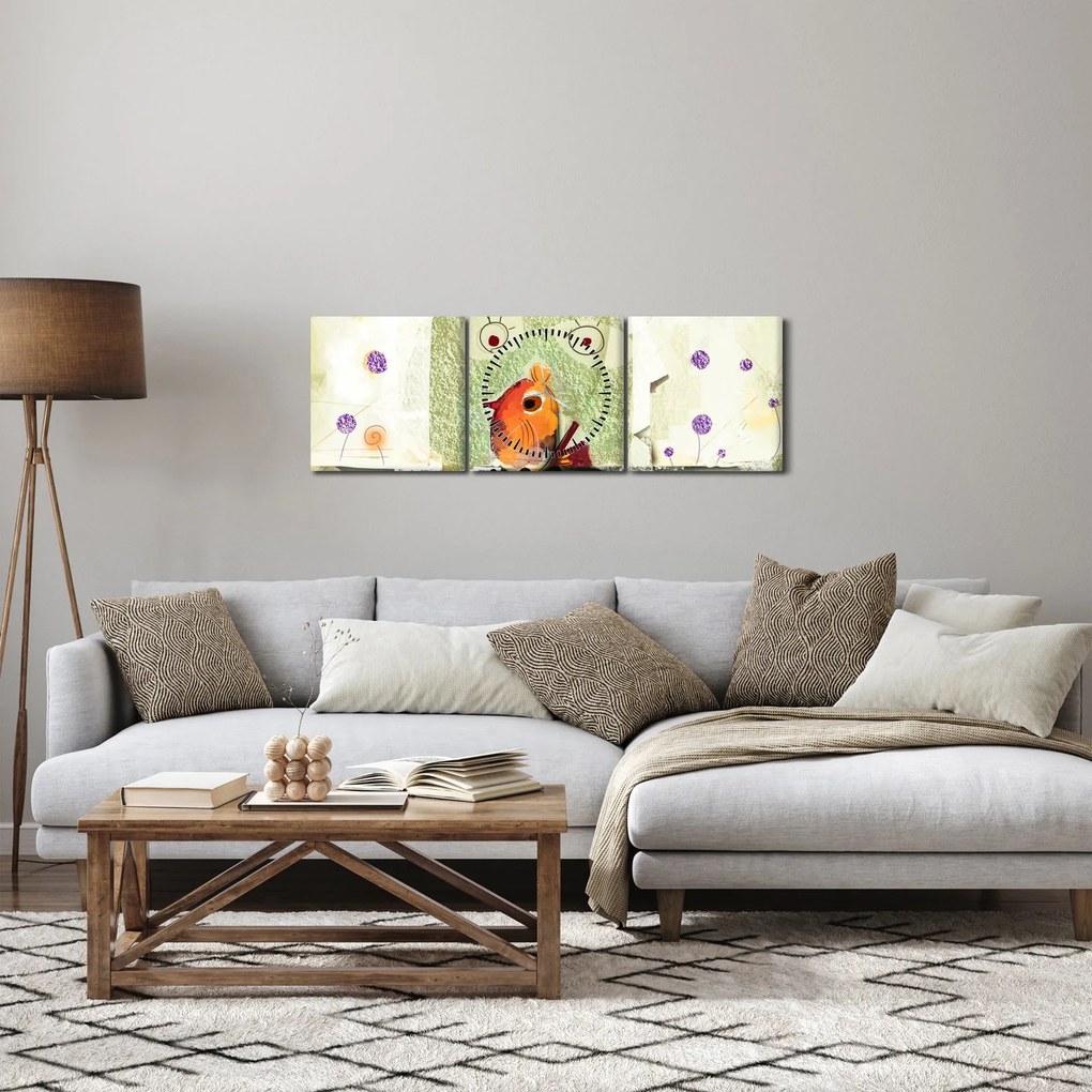 Kép - Egy madár lelke (órával) (90x30 cm)