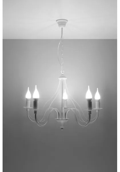 Csillár láncon MINERWA 5 5xE14/40W/230V fehér