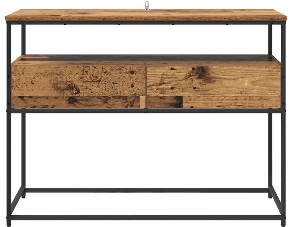 Konzolasztal fiókkal Öreg fa 100 x 40 x 75 cm Faanyag
