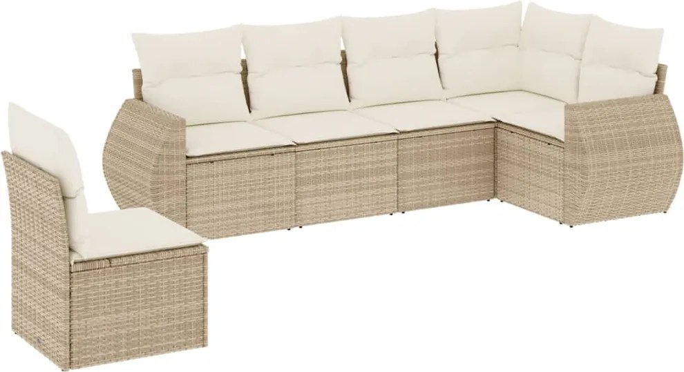 vidaXL 6 részes bézs polyrattan kerti ülőgarnitúra párnával