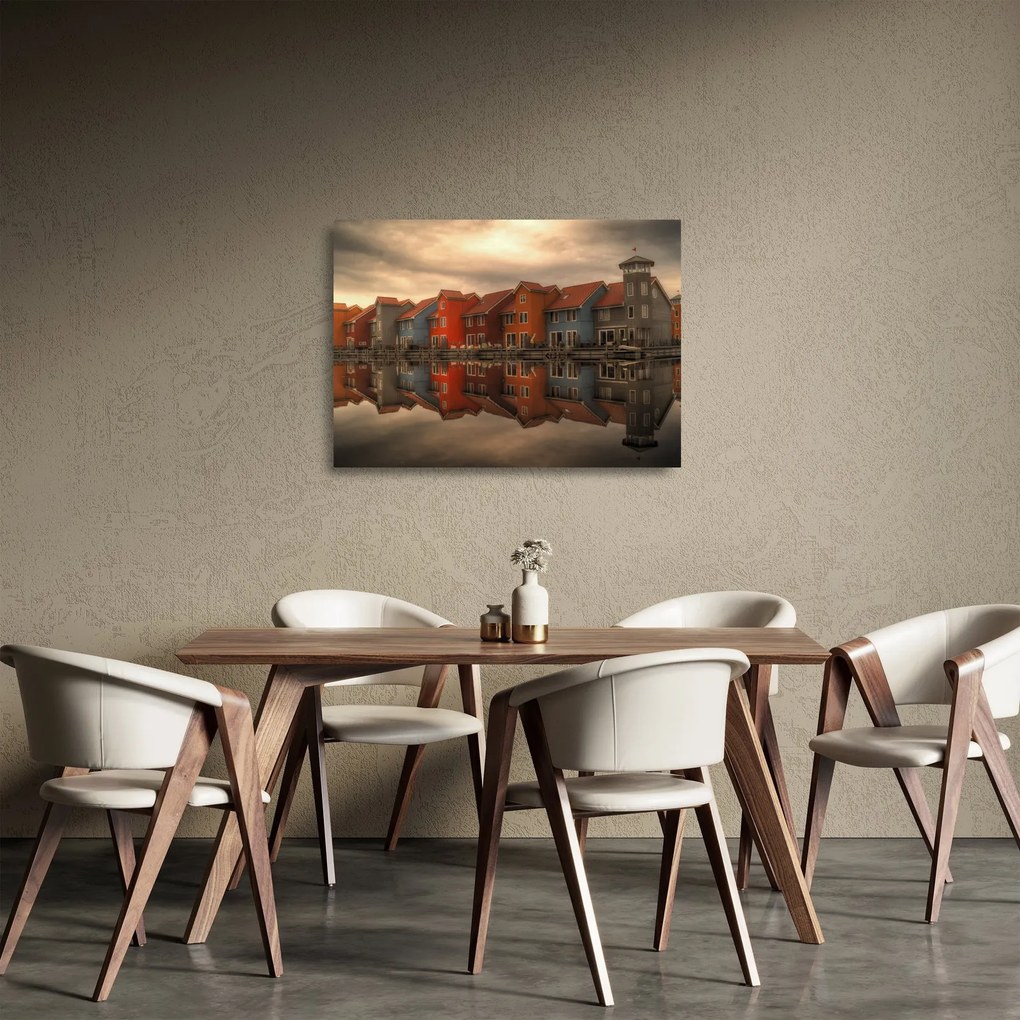 Színes házak képe (üvegen) (70x50 cm)
