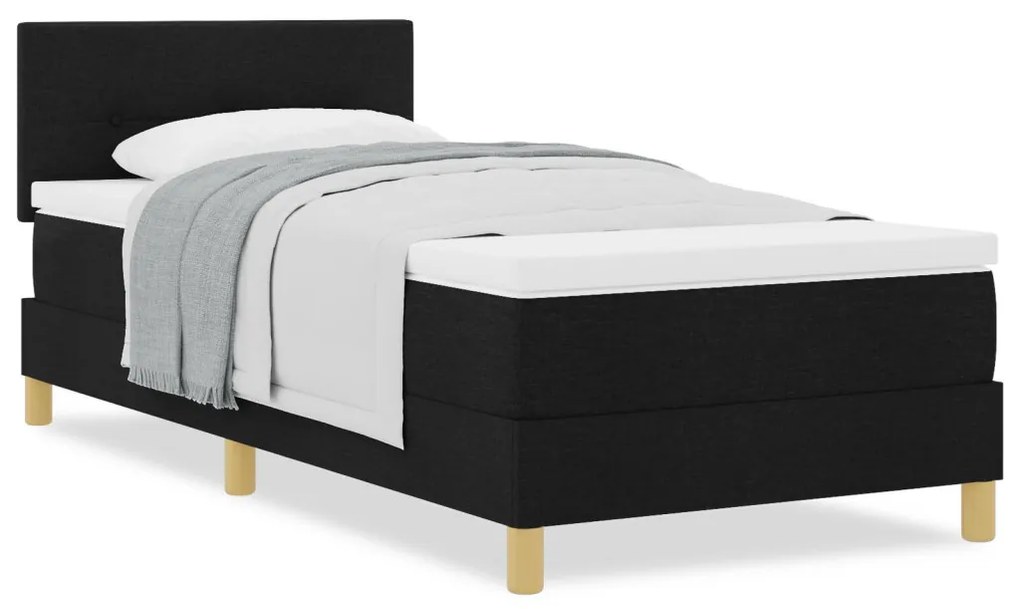 Box Spring Ágy matraccal Fekete 90x200 cm Szövet