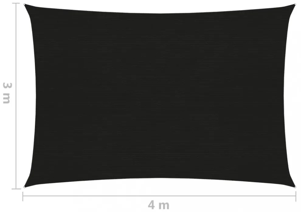 fekete HDPE napvitorla 160 g/m² 3 x 4 m