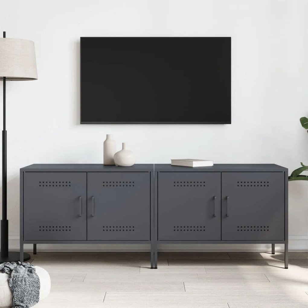 2 db antracitszürke acél TV-szekrény 68 x 39 x 50,5 cm