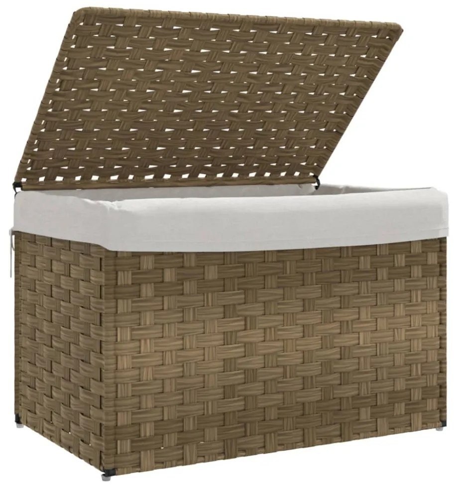 polyrattan szennyeskosár fedéllel 55,5 x 35 x 34 cm